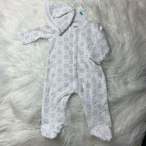 Little Me teddy bear footie bodysuit with hat baby